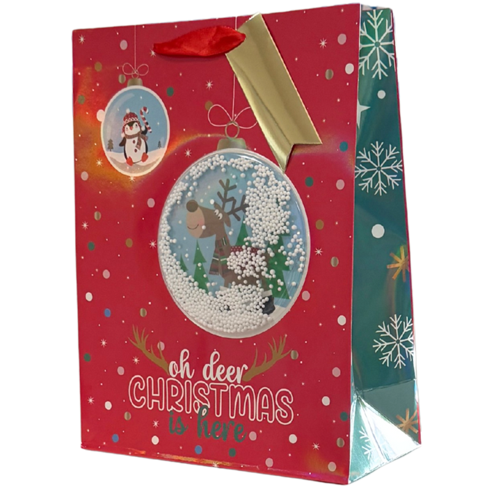Snowglobe Reindeer Large Gift Bag
