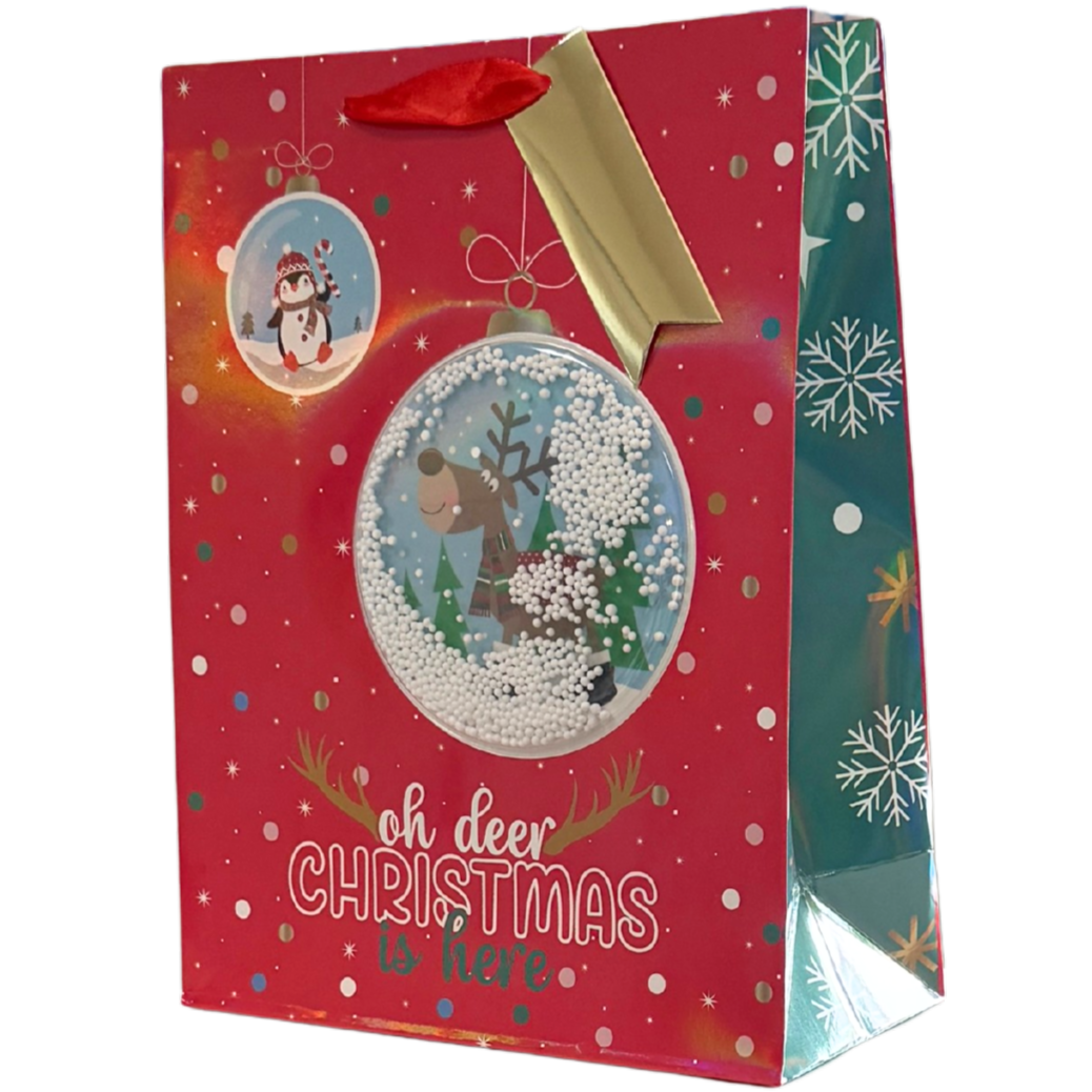 Snowglobe Reindeer Large Gift Bag
