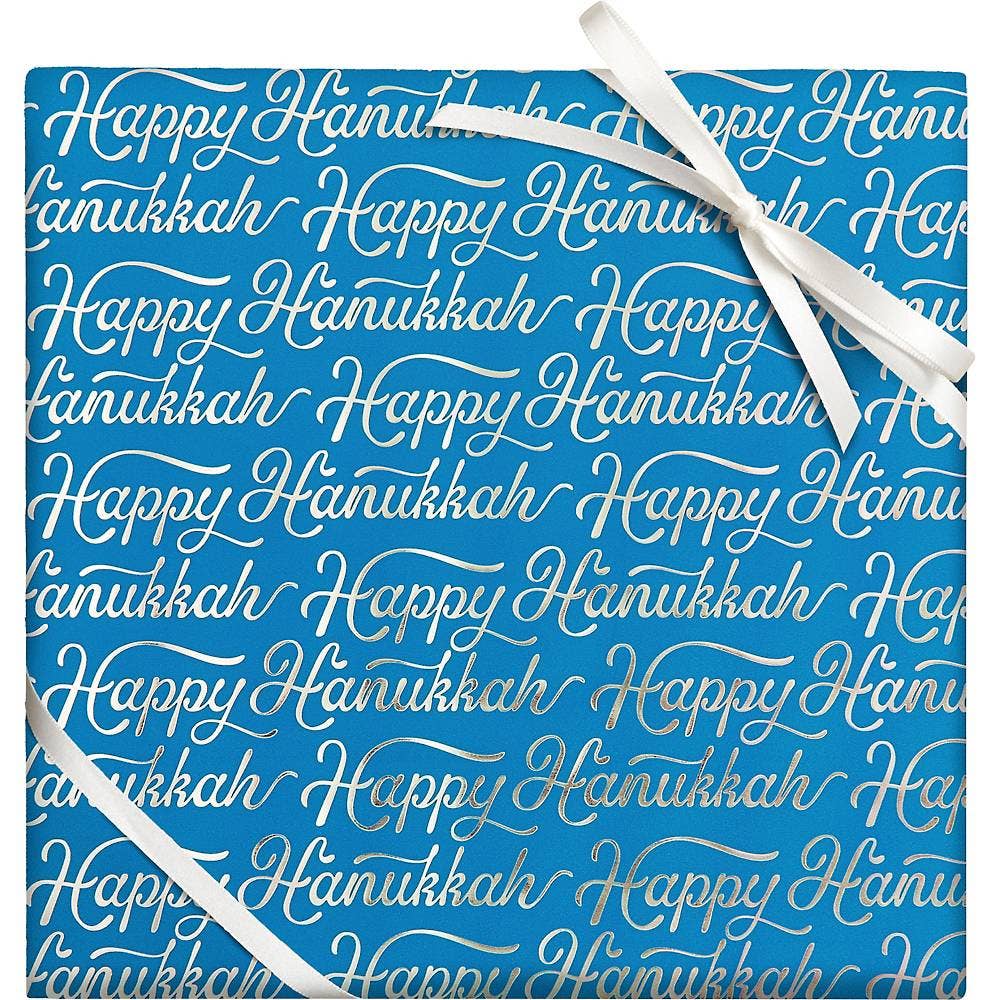 Hanukkah Script Stone Wrapping Paper