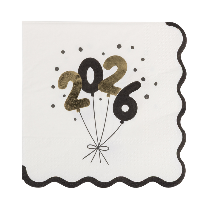 2026 Foil Balloons Cocktail Napkin - 18CT