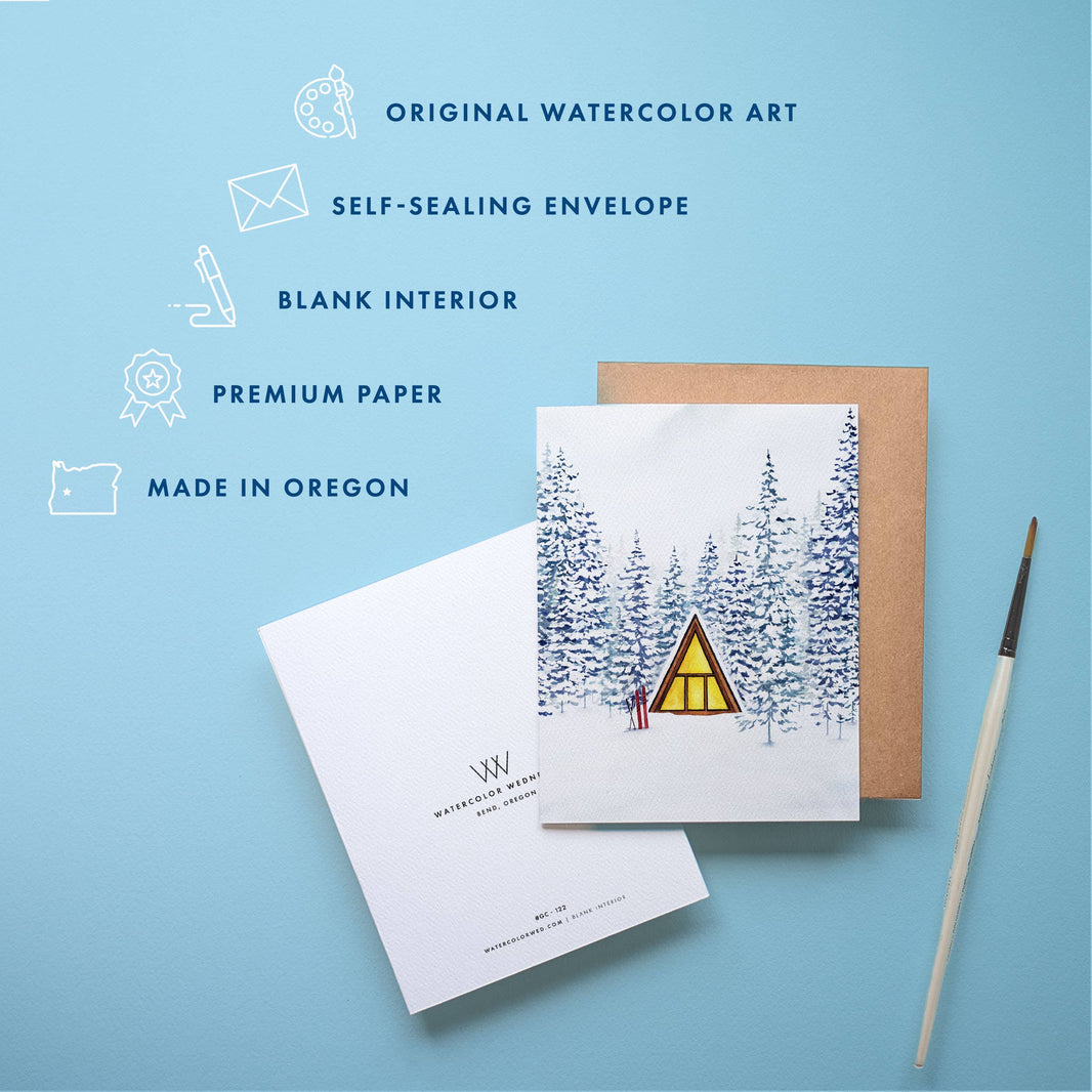 Snowy Cabin Greeting Card