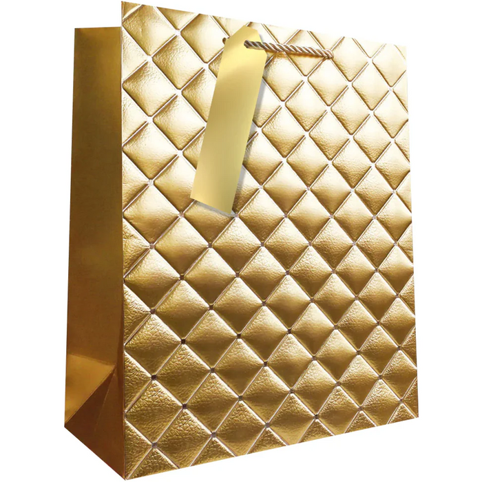 Large Quilted Gold Gift Bag