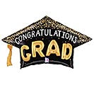 Confetti Grad Hat 30" Mylar Balloon