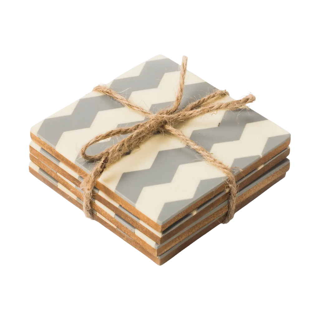 Inlaya Grey and Ivory Coasters - Set of 4