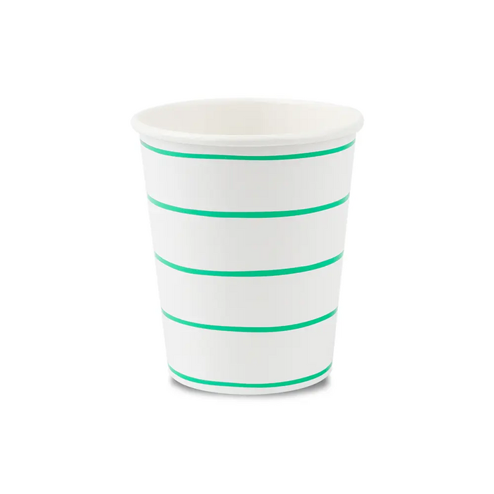 Frenchie Clover Green Striped 9 oz Cups 8CT