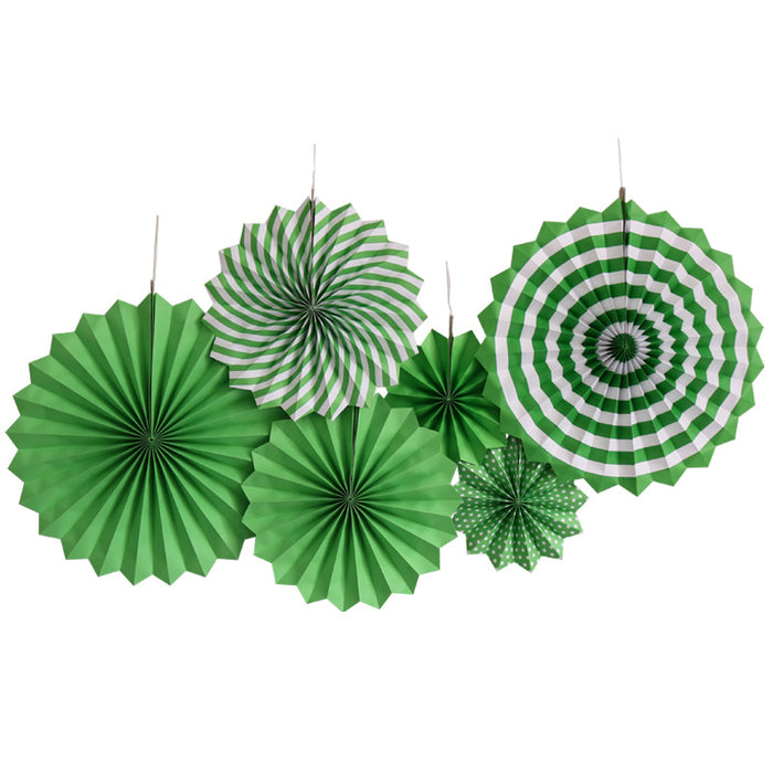 Green Paper Fans - 6 Pieces