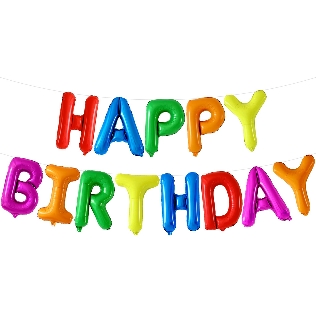 Rainbow Happy Birthday Balloon Banner