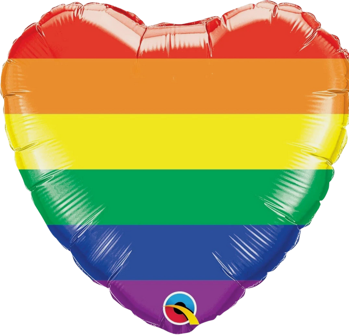 18" Heart Rainbow Stripes Foil Balloon