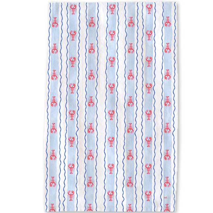 Lobster Striped Tea Towel