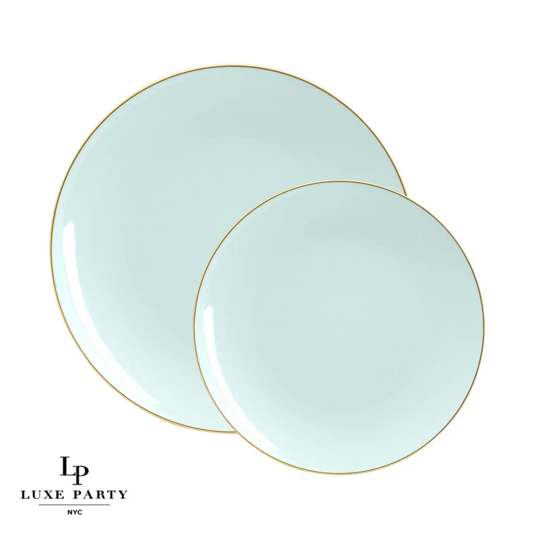 Mint Green Plastic Dinner Plates with Gold Trim 10CT