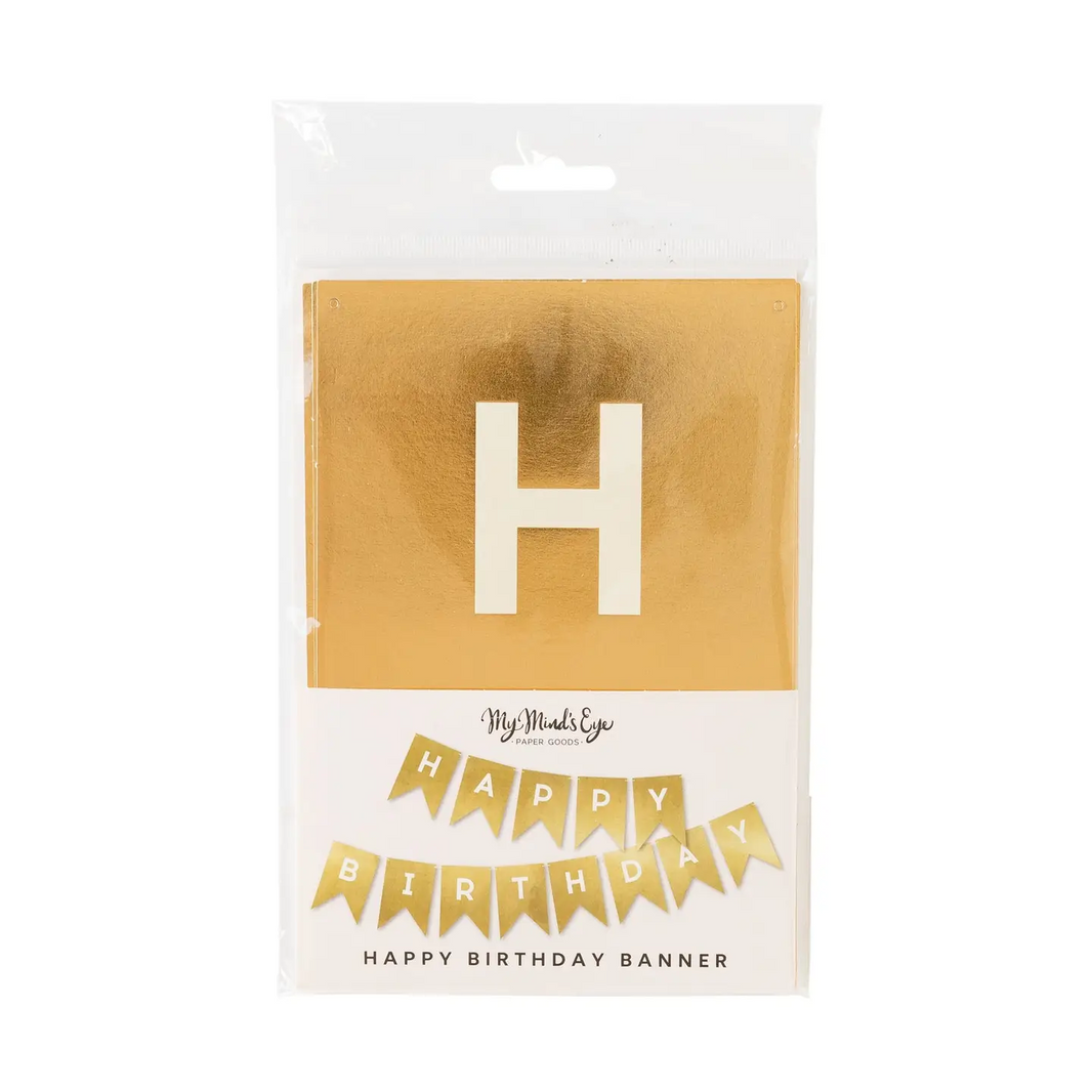 Gold Happy Birthday Banner