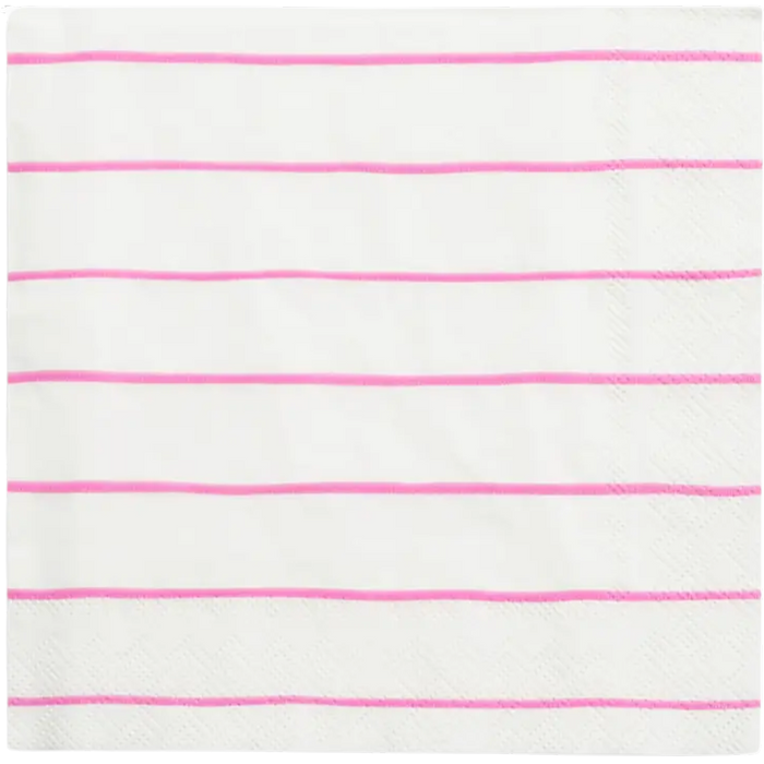 Frenchie Cerise Pink Striped Luncheon Napkins 16CT