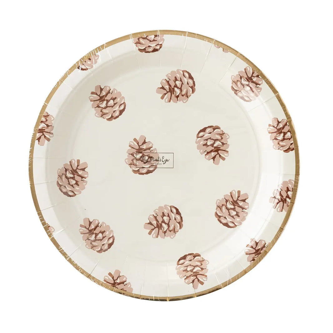 Harvest Pine Cone Paper Plates 8CT