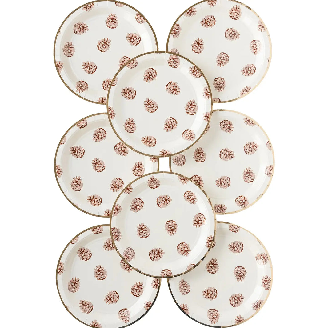Harvest Pine Cone Paper Plates 8CT