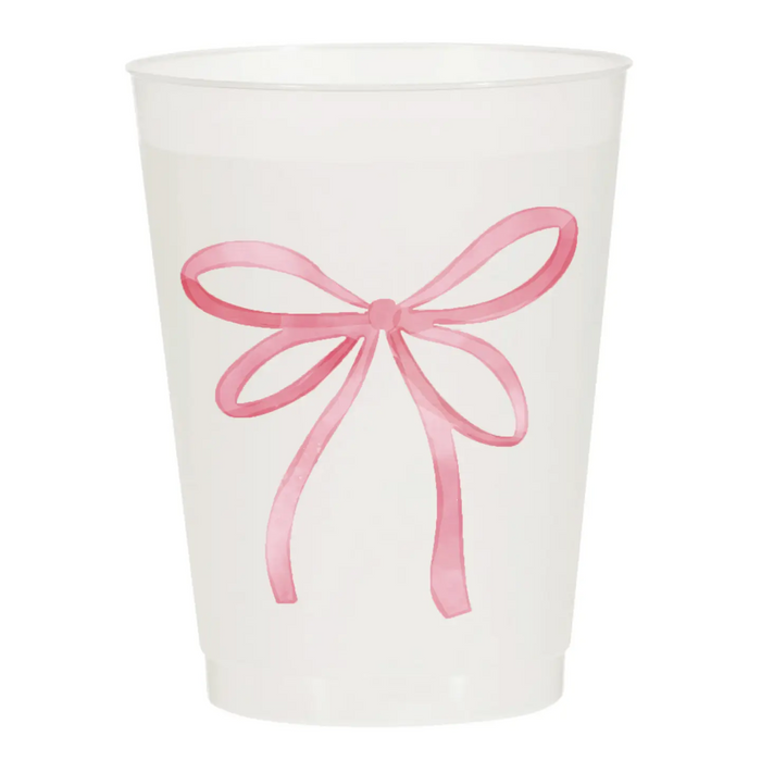 Pink Watercolor Bow Frosted Cups 6CT