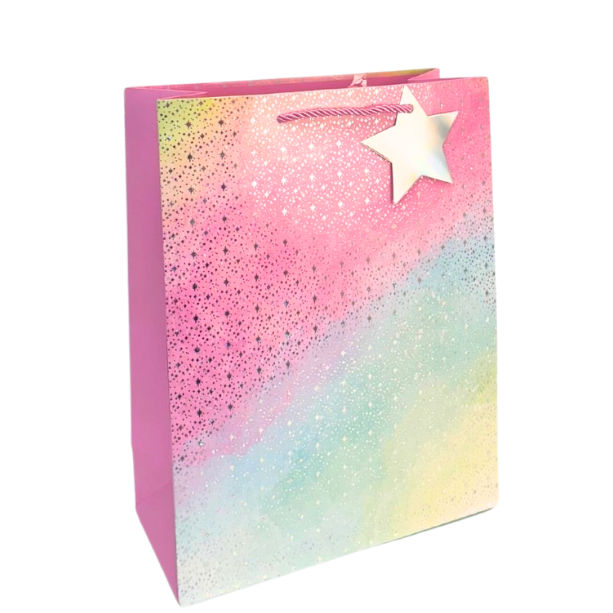 Pink Star Embossed Large Gift Bag