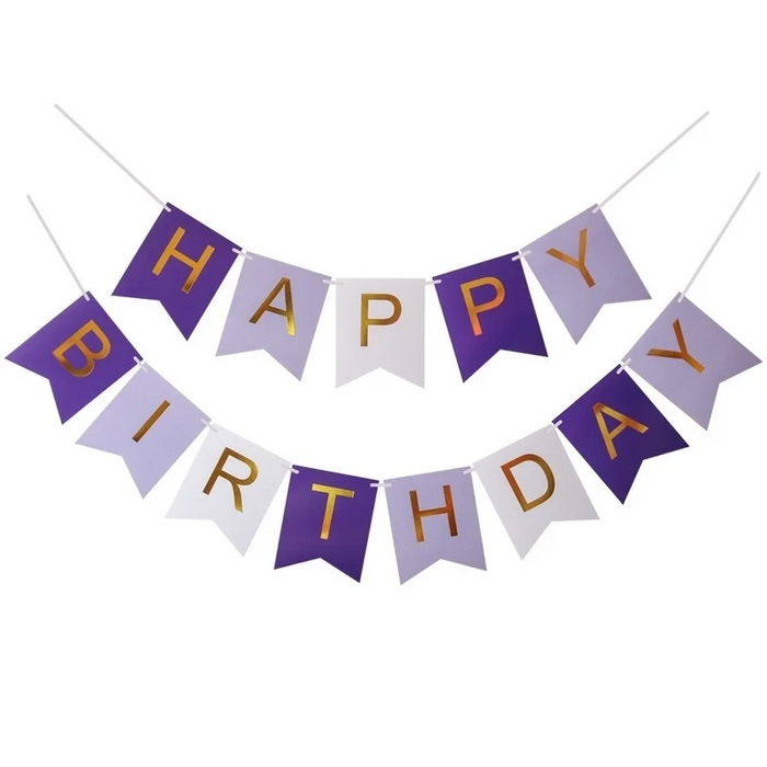Purple Happy Birthday Banner