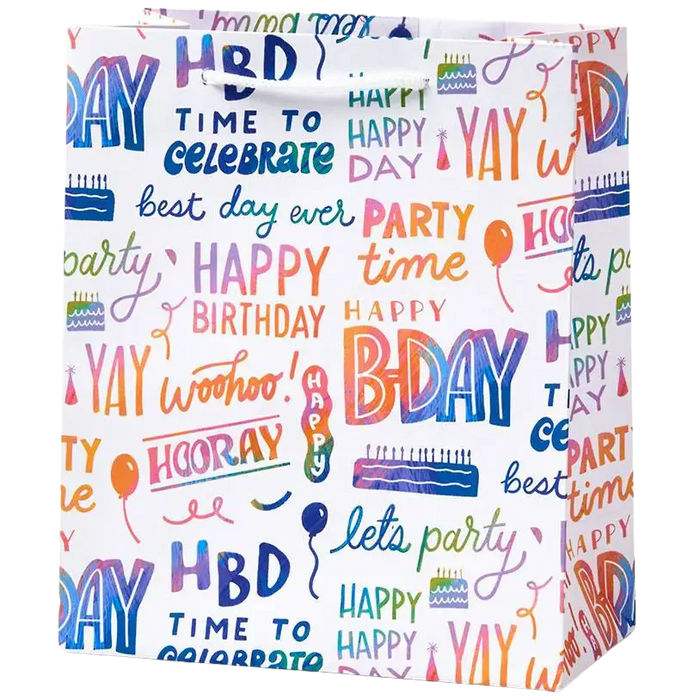Happy Birthday Rainbow Script Medium Gift Bag
