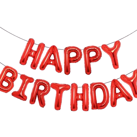Red Happy Birthday Balloon Banner