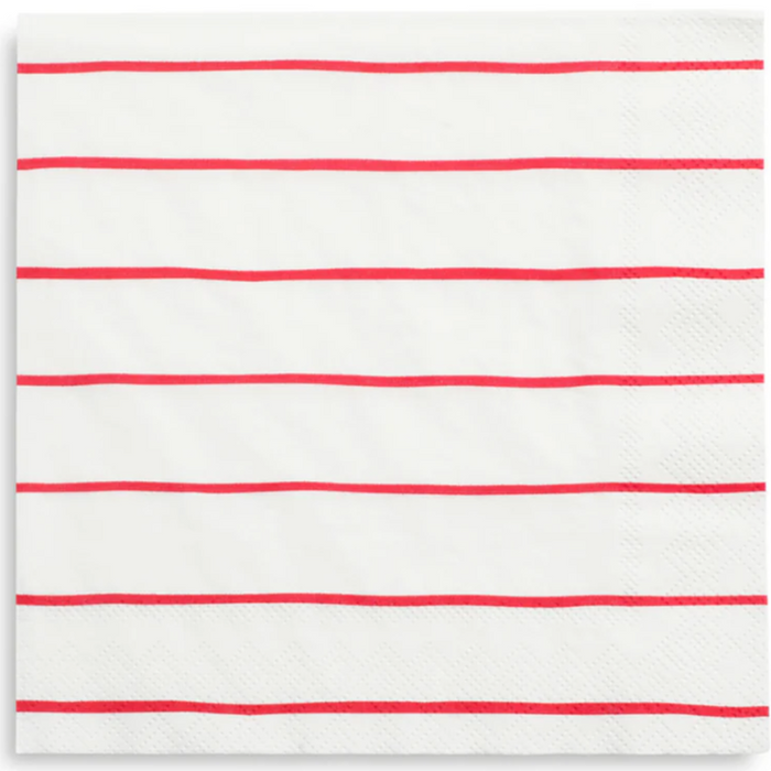 Frenchie Red Striped Luncheon Napkins 16CT