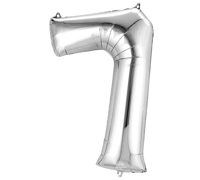 Number 7 Silver 35" Mylar Balloon