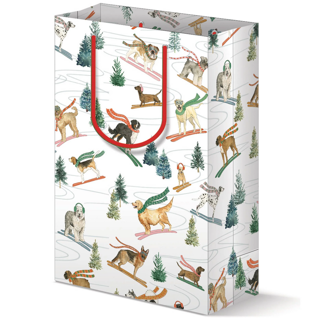 Holiday Skiing Dogs Gift Bag