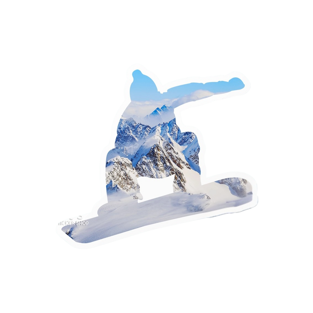 Snowboarding Mountain Sticker Vinyl Decal: 5"