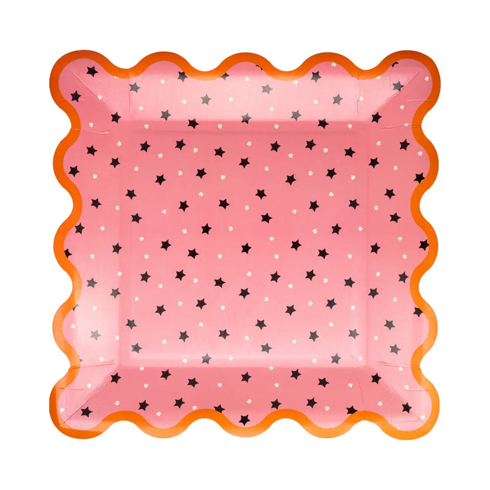 Pink with Black Star Paper Plates 8CT