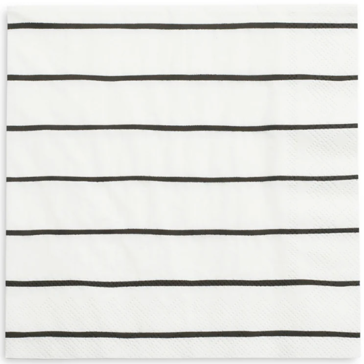 Frenchie Black Striped Luncheon Napkins 16CT