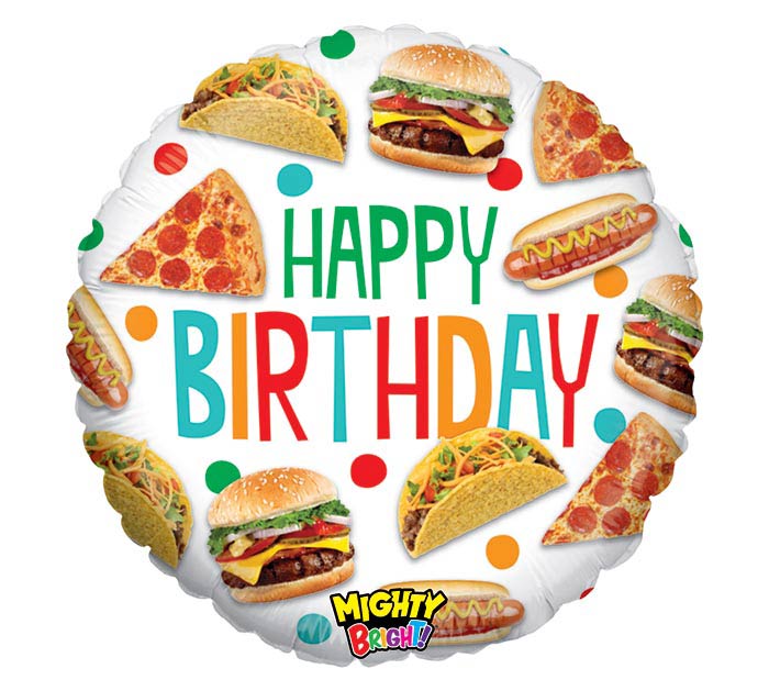 Birthday Food 21" Mylar Balloon