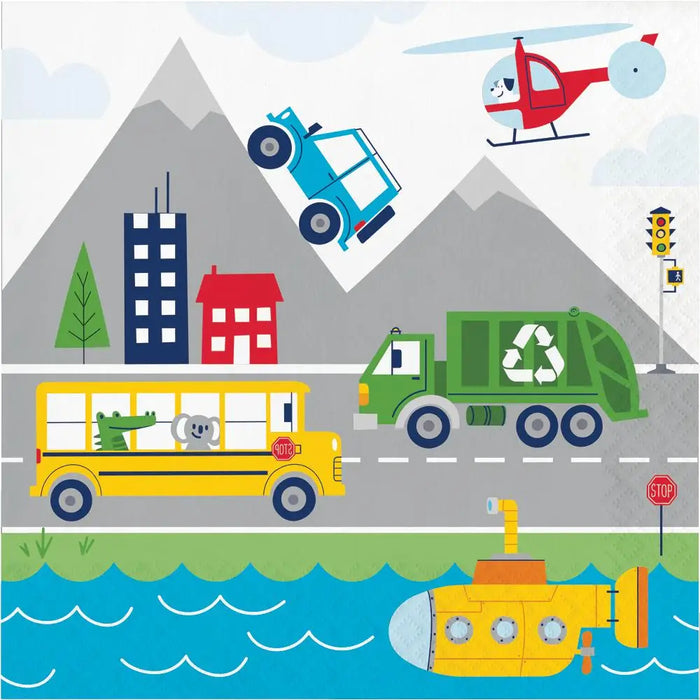 Transportation Time City Life Luncheon Napkins 16CT