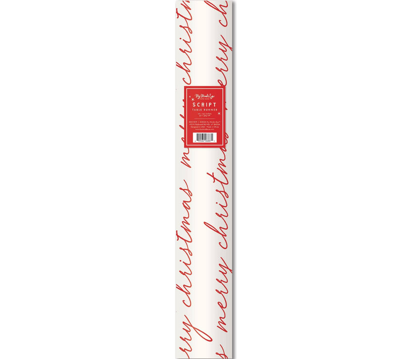Believe Merry Christmas Script Paper Table Runner