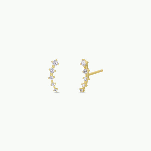 Crawler - White CZ - Gold Earrings