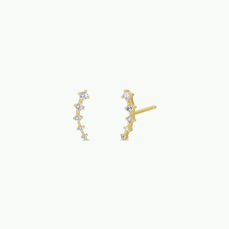 Crawler - White CZ - Gold Earrings