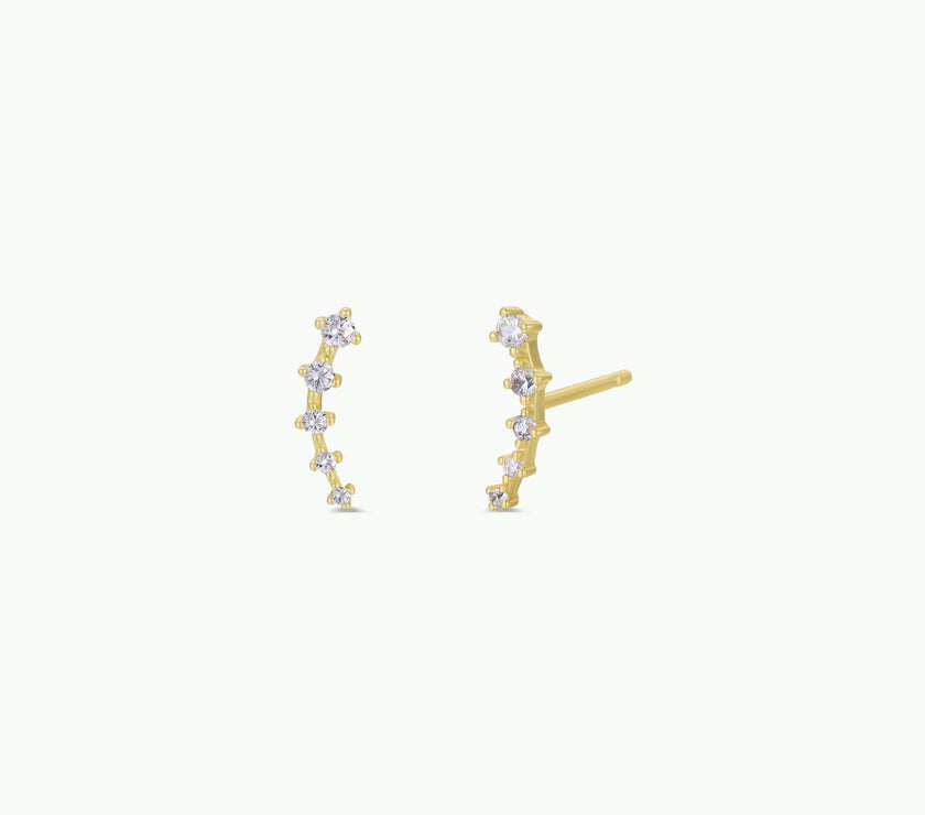 Crawler - White CZ - Gold Earrings