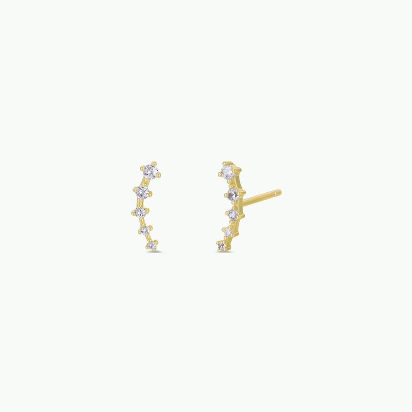 Crawler - White CZ - Gold Earrings