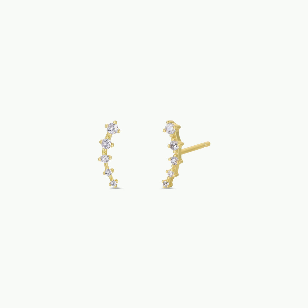 Crawler - White CZ - Gold Earrings