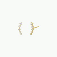 Crawler - White CZ - Gold Earrings