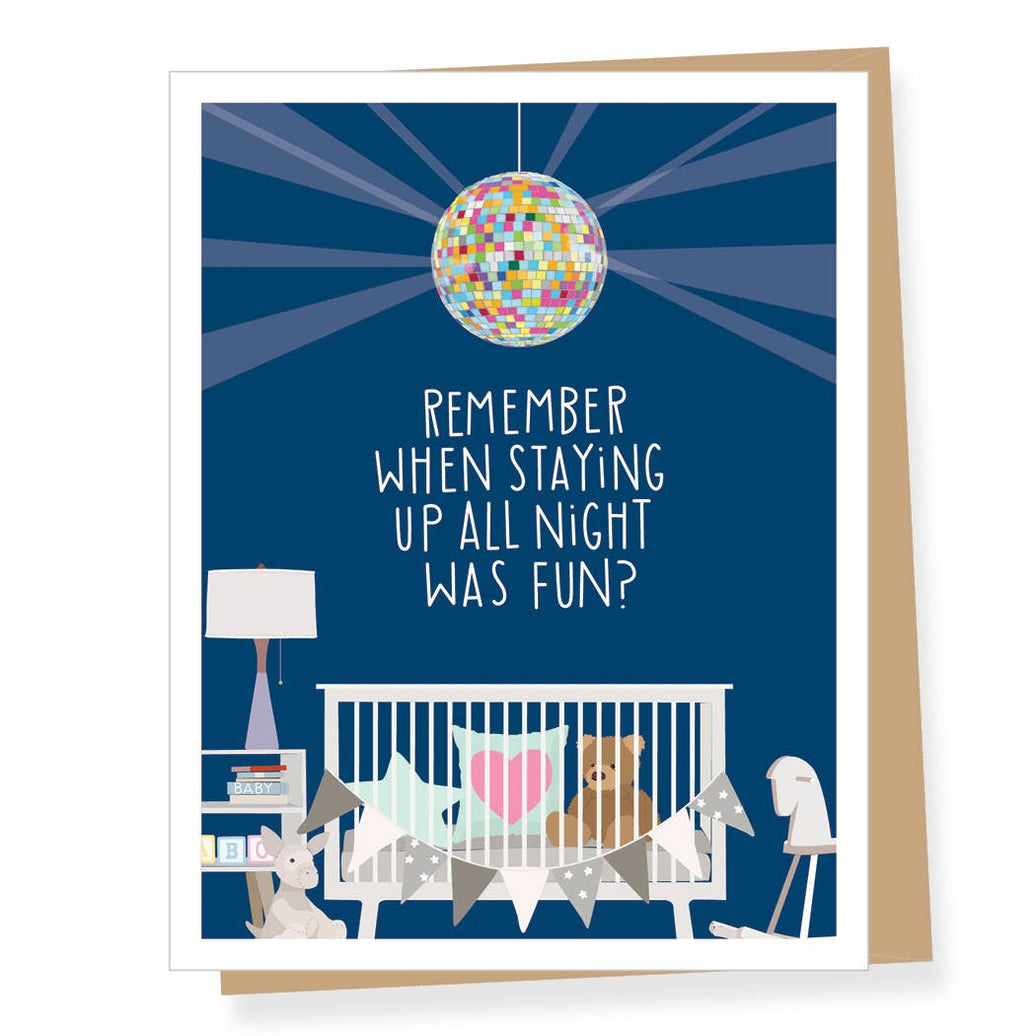 Up All Night New Baby Greeting Card