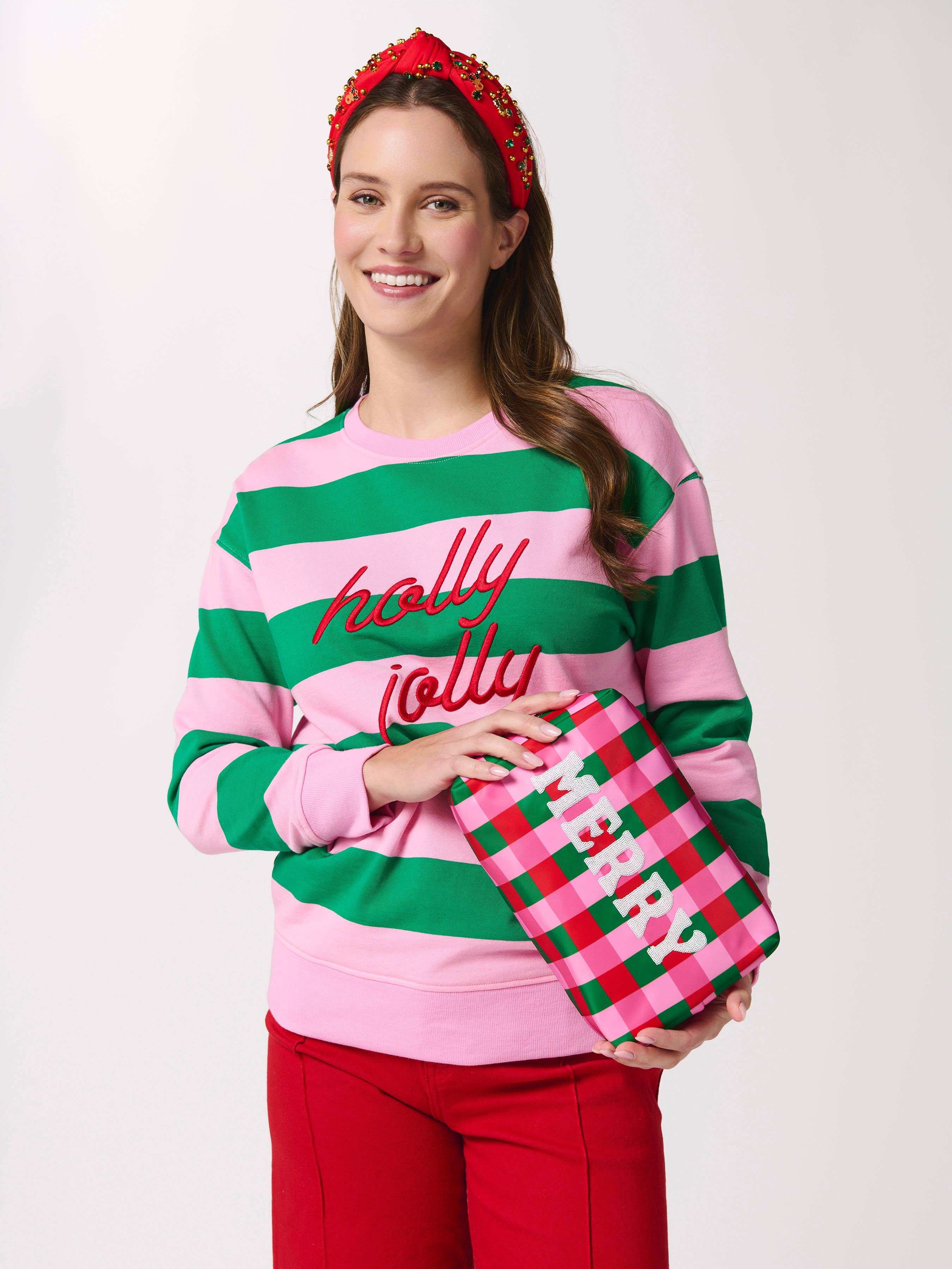 Cara Checkered 'Merry' Zip Pouch