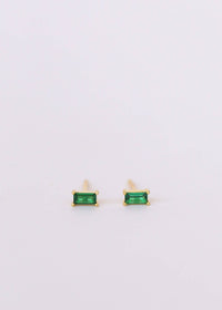 Baguette - Emerald - Gold Earrings