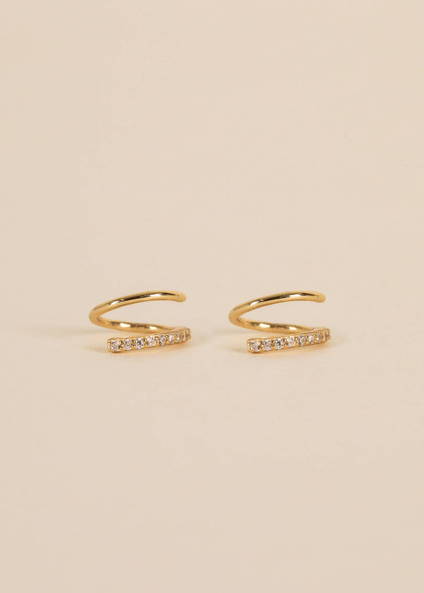 Pave Spiral - Gold Earrings