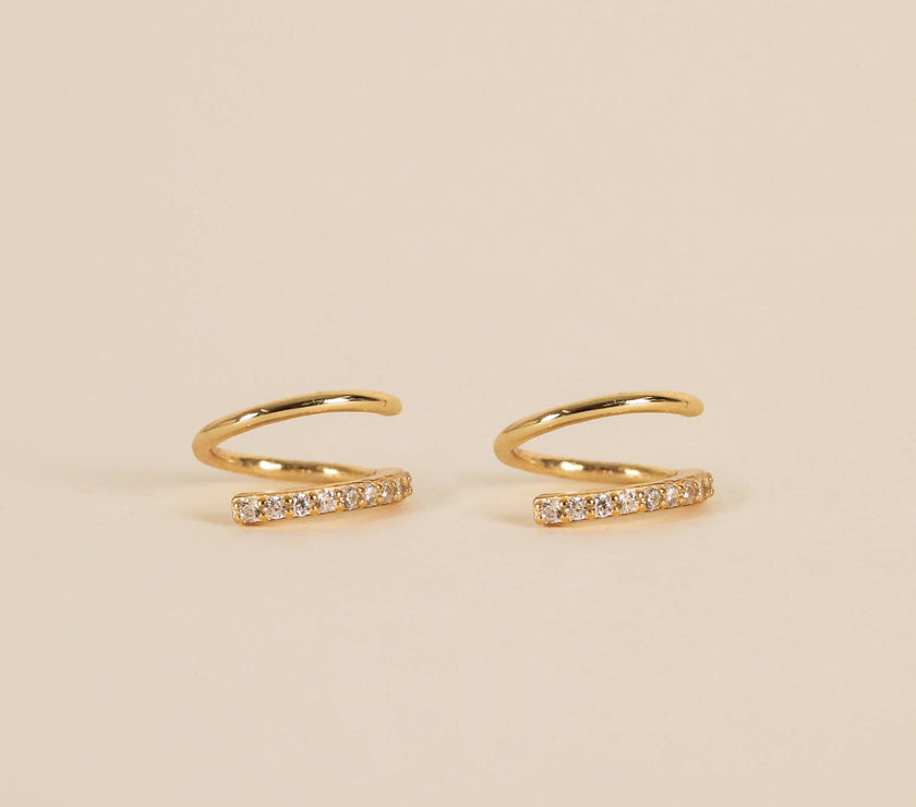 Pave Spiral - Gold Earrings