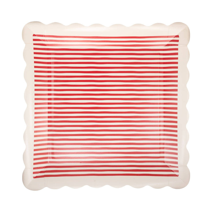 Red Striped Plates - 8CT
