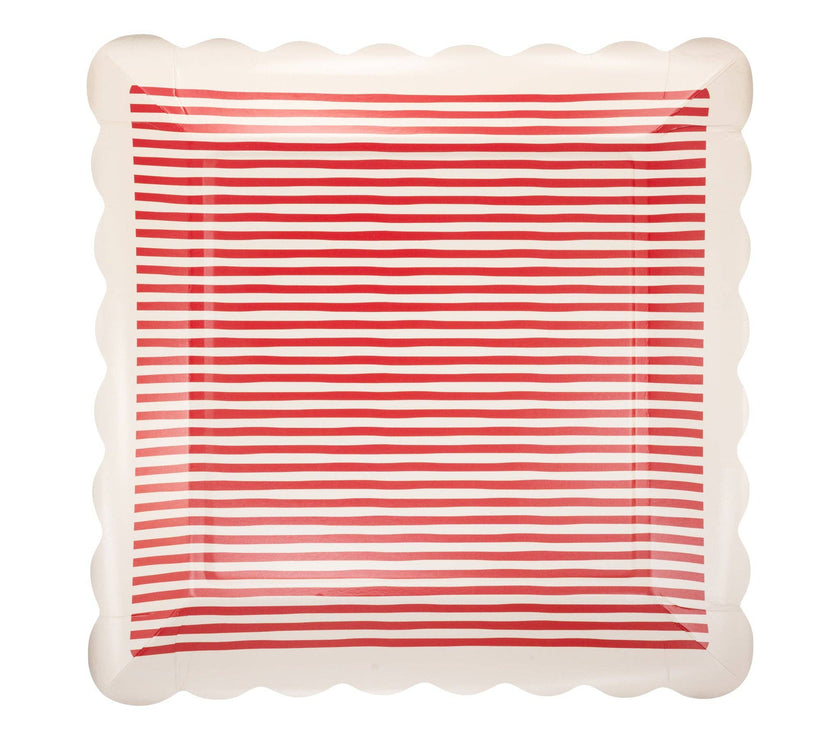 Red Striped Plates - 8CT