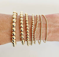 14k Gold Filled Beaded Bracelet: 4mm, size 7"