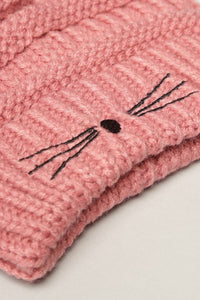 Kids Cat Twinkle Ear Winter Beanie Hat: DUST PINK / ONE SIZE