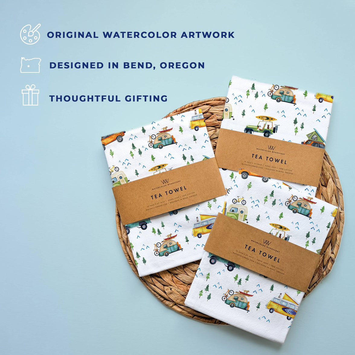 Camping Trucks & Outdoorsy Tea Towel