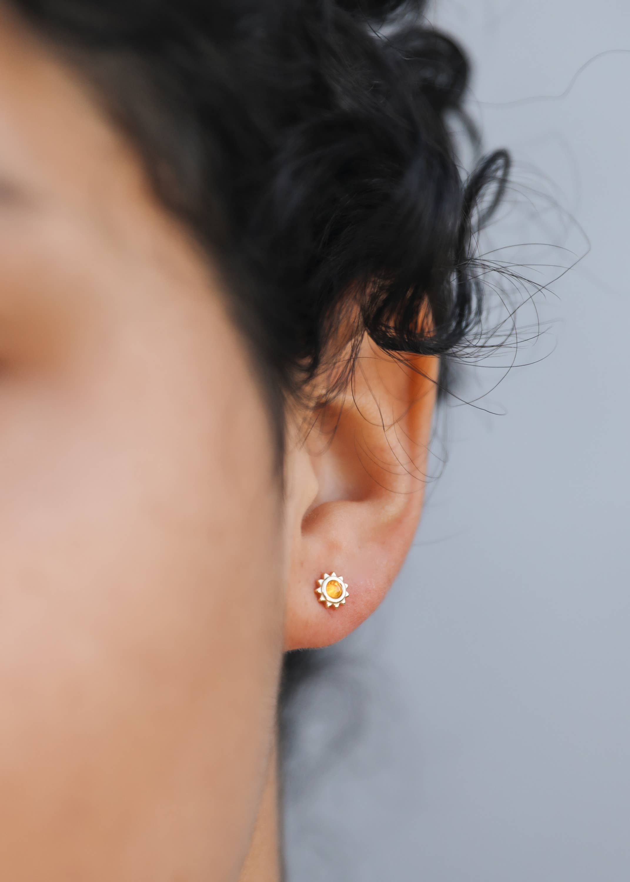 Sun Stud - Amber - Earrings