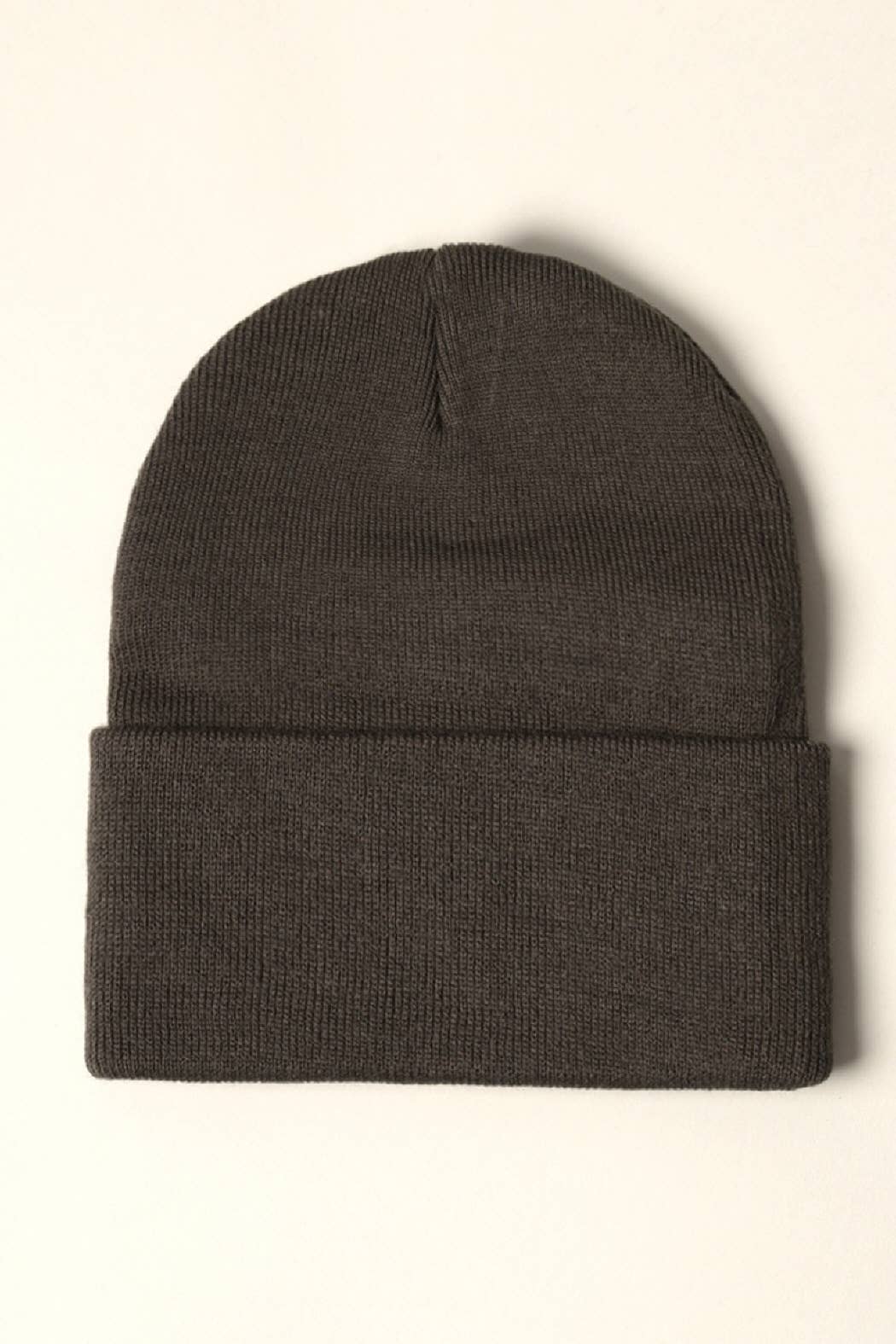 Winter Solid Color Cuff Knitted Beanie Hat: Dark Grey / One Size